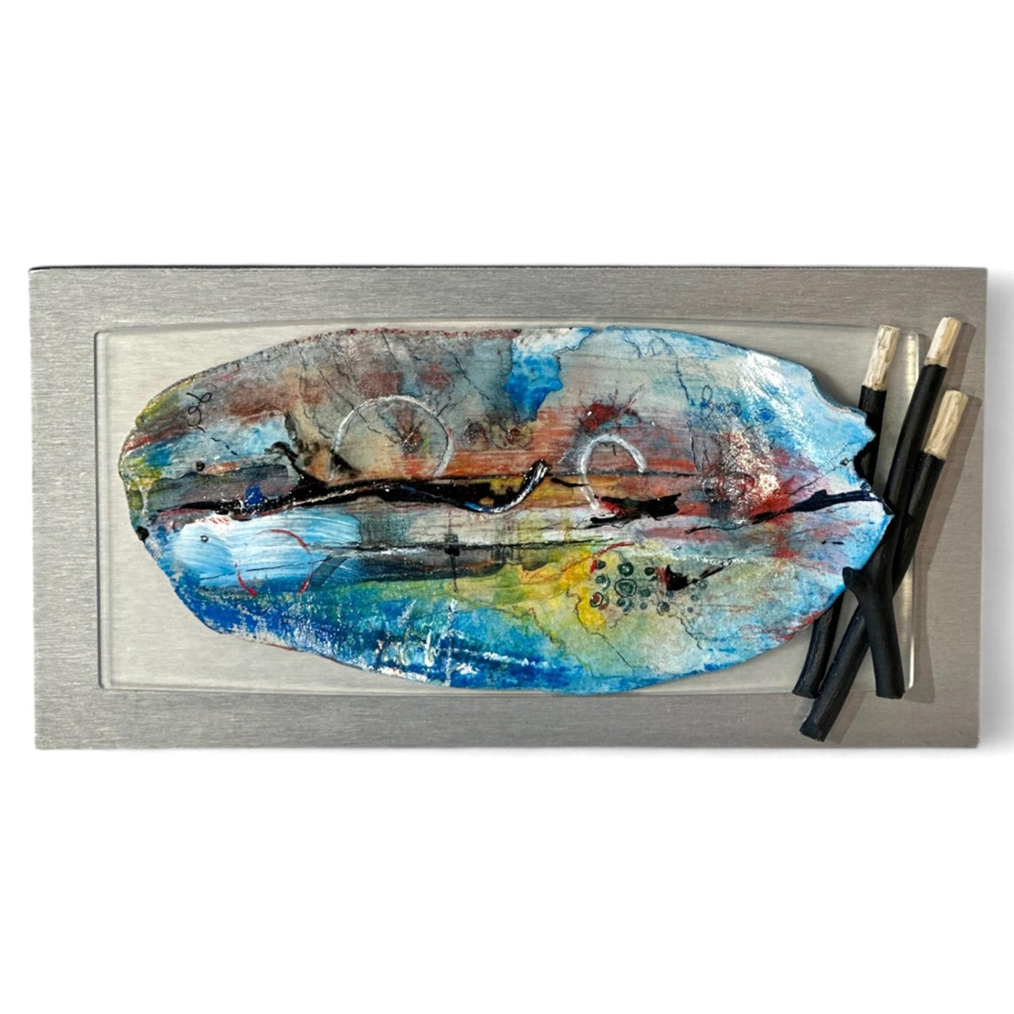 Horizon – murale en acrylique sur grès et matériaux divers par Gérard Larouche