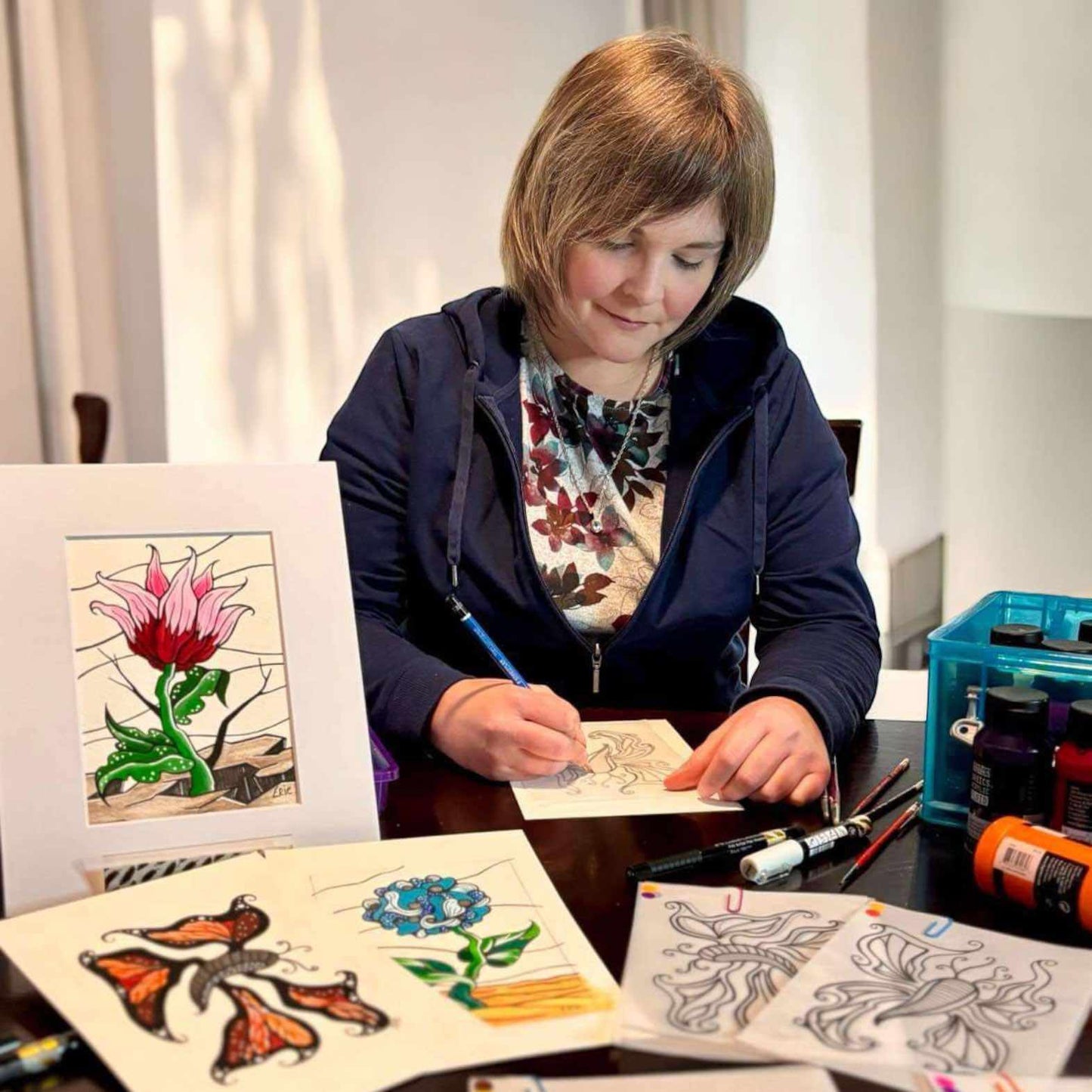 Atelier acrylique et encre avec Valérie Bouchard par Ateliers