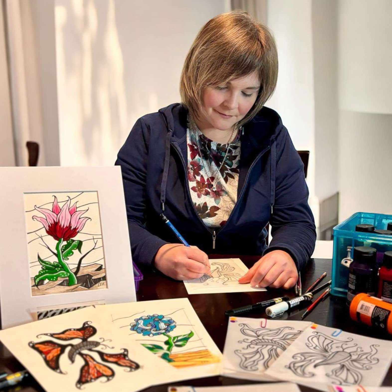 Atelier acrylique et encre avec Valérie Bouchard par Ateliers