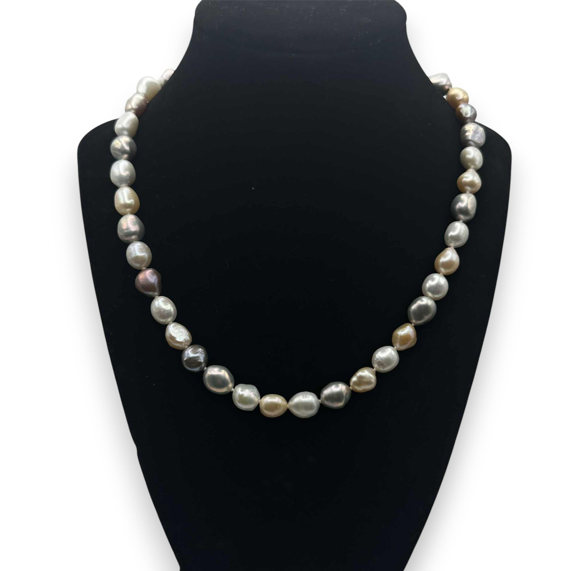 Collier de perles baroques multicolores naturelles pêche AC4 par Anne Carmichael