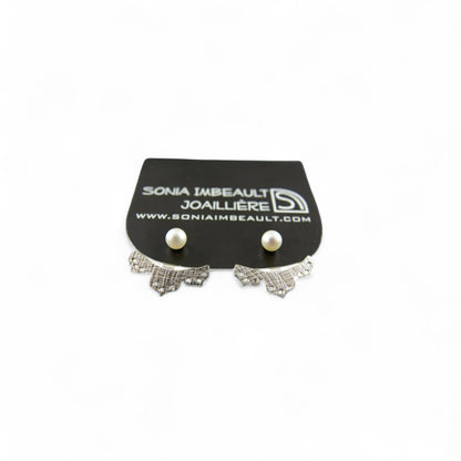 Boucles d'oreilles Jacket dentelle Mix en argent sterling par Sonia Imbeault