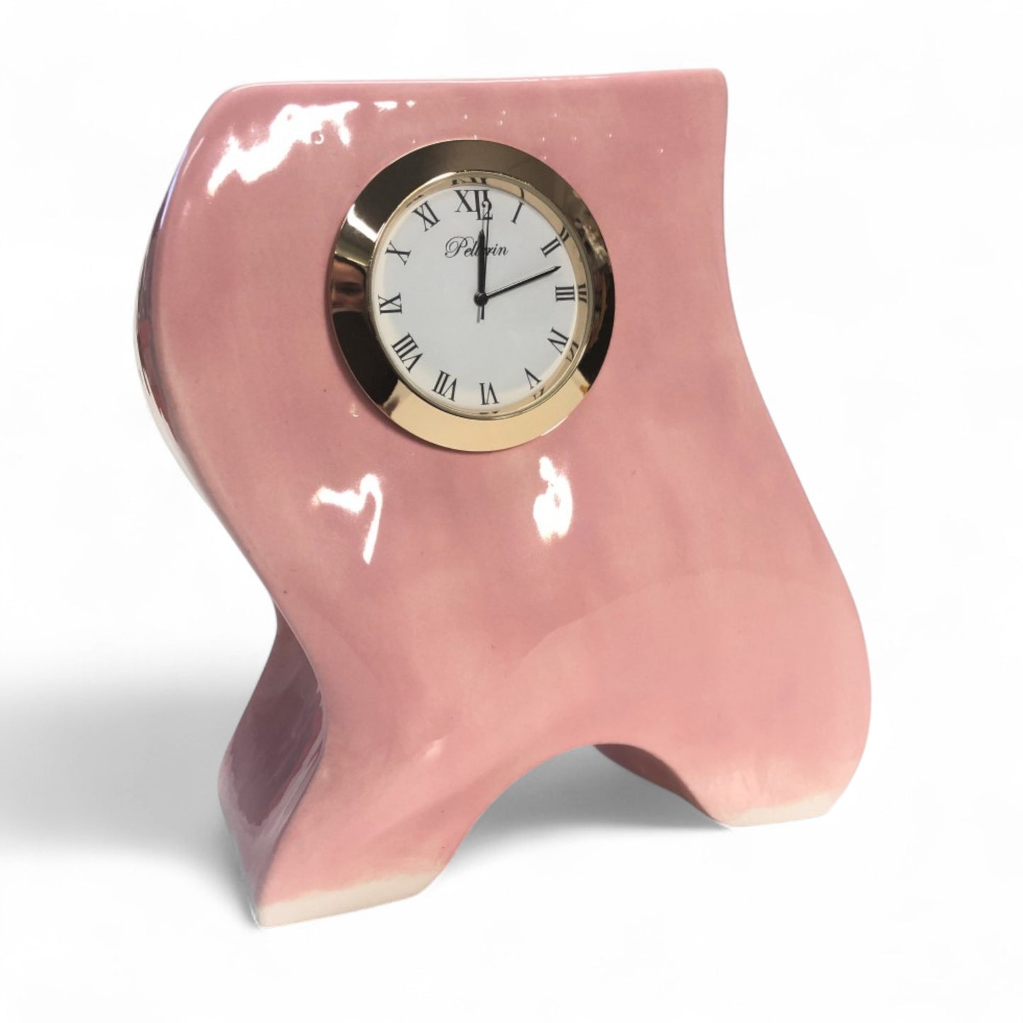 Rosalie - Horloge rose en céramique par Karine Pellerin