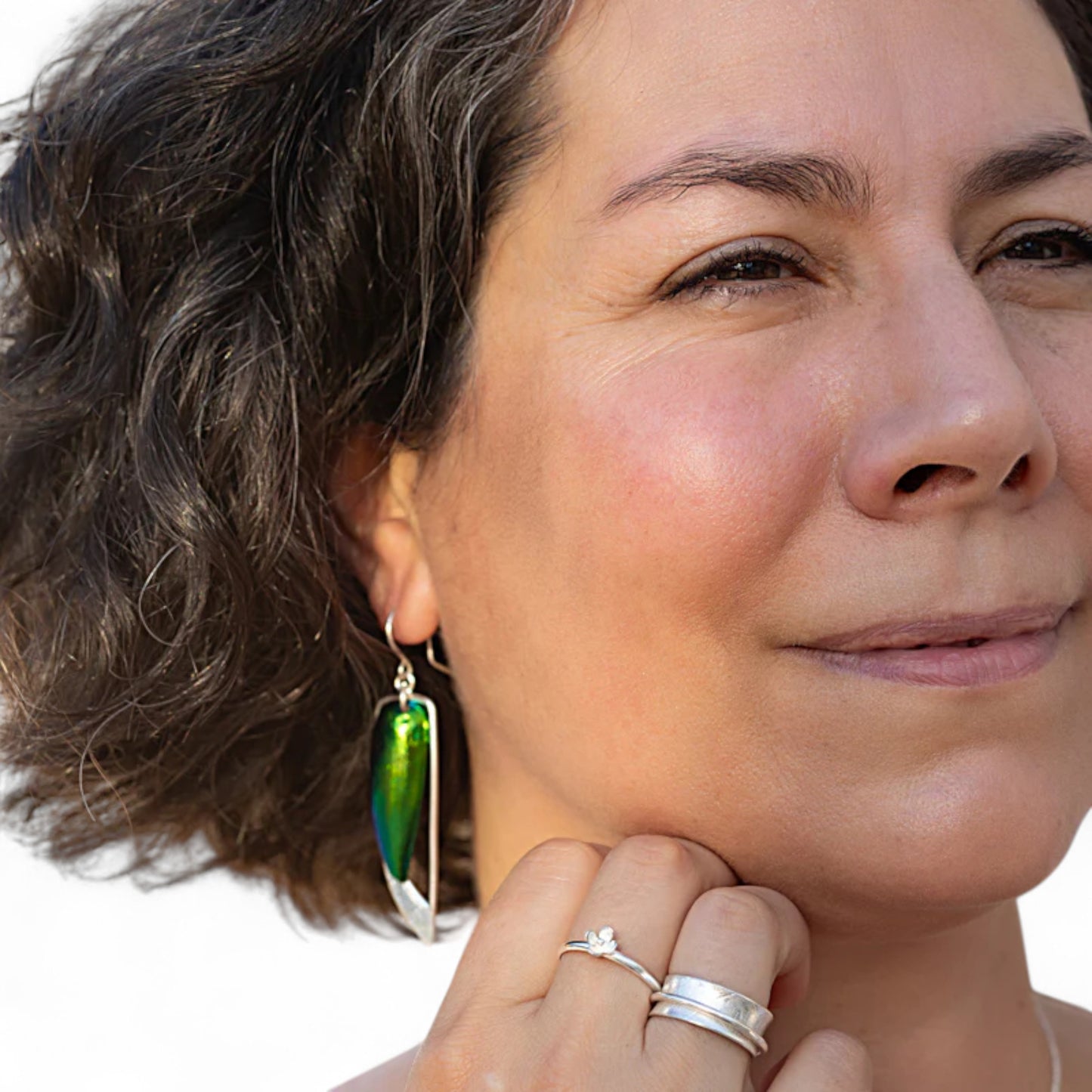 Grandes boucles d'oreilles scarabée en argent sterling par Sonia Imbeault