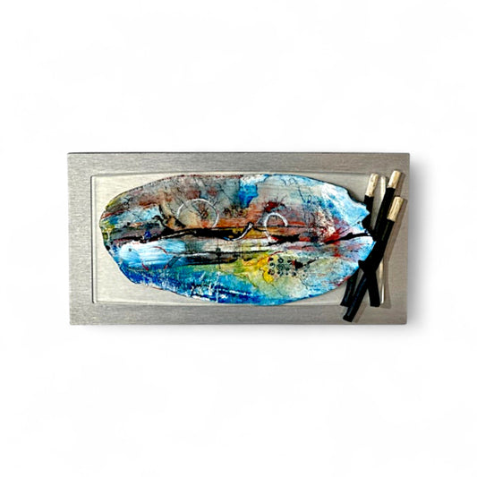Horizon – murale en acrylique sur grès et matériaux divers par Gérard Larouche